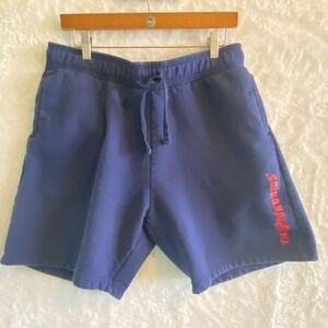 The Hundreds Men's XL Shorts Red Logo Navy Drawstring Baggy Workout Fitness